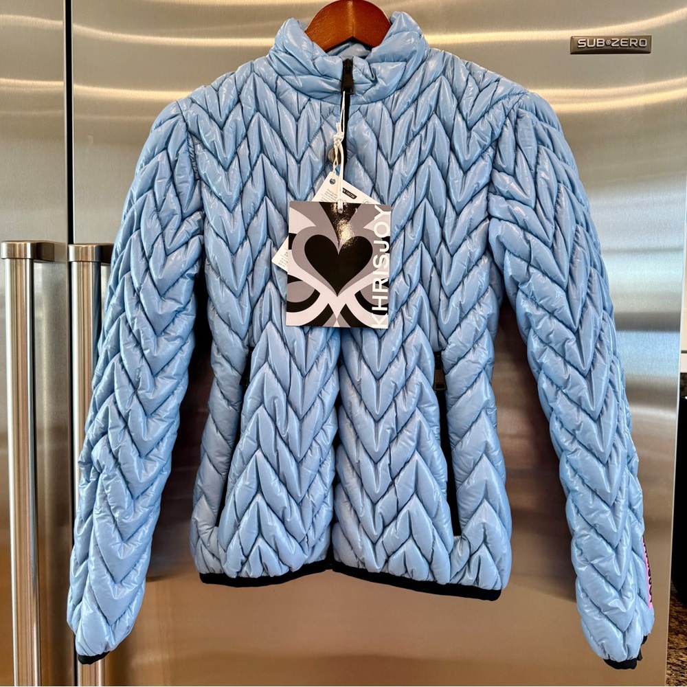 NWT Khrisjoy Ski Chevron Padded Quilted Jacket in Sky Blue